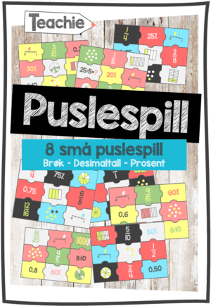 Puslespill - Brøk, desimaltall og prosent 1 og 2